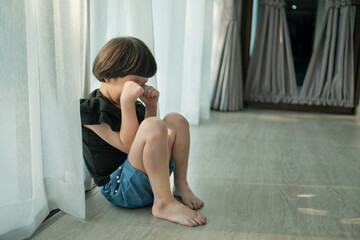 Children crying, little girl feeling sad, kid unhappy
