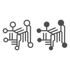 Fragment of an analog circuit line and solid icon, electronics concept, circuit line vector sign on white background, outline style icon for mobile concept and web design. Vector graphics.