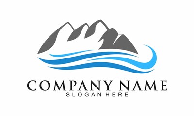 Hills and wave illustration vector logo