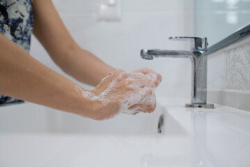 closeup washing hand, clean hand
