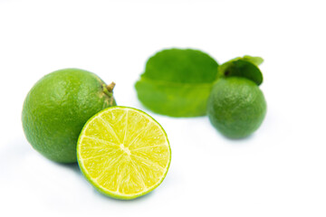 green lemons on white background
