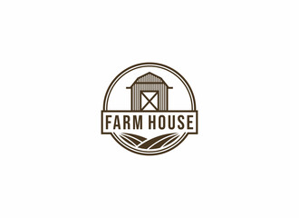 Obraz premium farm house logo in vintage style and on white background