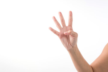 hand on white background, closeup finger
