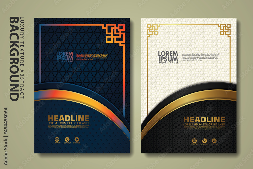 Poster vector set of cover design template with luxurious color, shine effect and elegance frame on texture