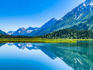 Alaska Tern Lake with Mountain and Sky Reflection