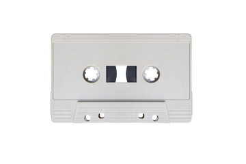 Gray retro mock up cassette tape isolated on white background with clipping path