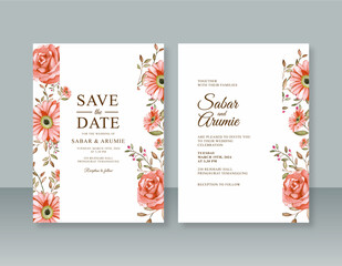 Floral watercolor painting for elegant wedding invitation template