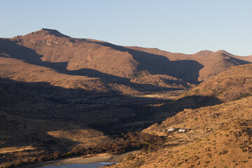 Fototapeta na wymiar Mountain Zebra National Park, South Africa: general view of the scenery giving an idea of the topography and veld type
