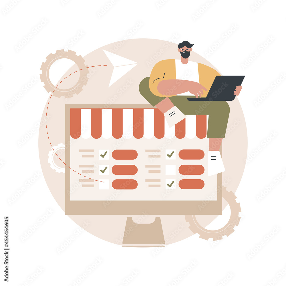 Poster order processing abstract concept vector illustration. inventory management, warehouse processing so