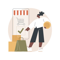 Order processed abstract concept vector illustration. Order confirmed, purchase process finished, booking details processed, online store notification, confirmation page abstract metaphor.