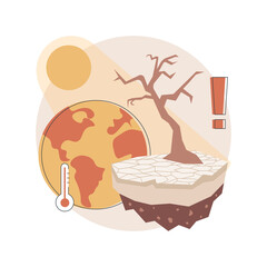 Drought abstract concept vector illustration. Extreme weather condition, erosion problem, lack of rainfall, global warming, combat drought, natural disaster, rough summer heat abstract metaphor.