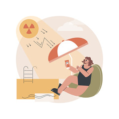 Ultraviolet radiation abstract concept vector illustration. Radiation protection, ozone layer destruction, ultraviolet irradiation, epidermis disease cause, UV rays exposure abstract metaphor.