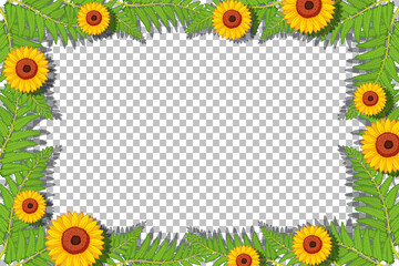 Fototapeta premium Sunflower frame template on transparent background