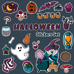 Halloween vector cute stickers set