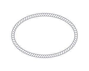 Oval rope frame for photo or picture in retro yacht style. Nautical design element for print and decoration. Maritime theme. Vector illustration.
