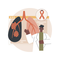 Lung cancer abstract concept vector illustration. Oncology early stage diagnostics, tumor risk factor, lung cancer treatment, fighting disease, chemical therapy, oncology abstract metaphor.