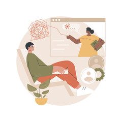 Online therapy abstract concept vector illustration. Online counseling, mental health amid coronavirus quarantine, psychological help, self isolation, social distancing abstract metaphor.