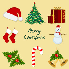 pack template design for merry christmas icon