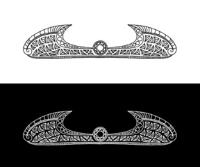 翼の形をしたダイヤモンドのティアラ　手描きの線画イラスト_034
