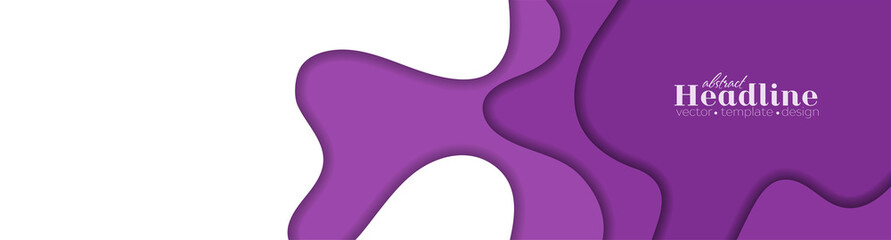 Abstract violet wavy papercut material background. Vector banner design