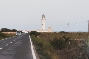 Fototapeta na wymiar Road to the lighthouse in La Mola in Formentera in the summer of 2021