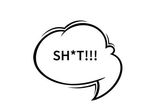 Swearing speech bubble censored with asterisk. Shit word in text bubble to express dissatisfaction and bad mood. Vector illustration isolated in white background