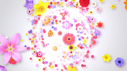 Star Flower Mix Glitter Sparkling Particles Fireworks sparkle 3D illustration.