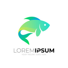 Simple fish logo template, marine life logo template