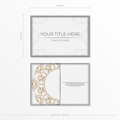 Luxurious Vector Template for Print Design Postcards White Colors with Patterns. Preparing an invitation with a place for your text and abstract ornament.