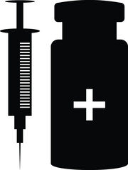 Syringe medical icon shape. Vaccine logo symbol sign. Vector illustration image. Isolated on white background