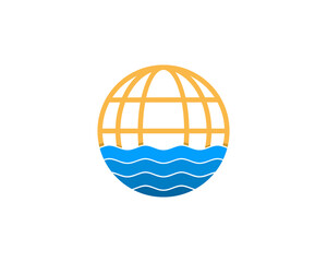 Combination globe with sea water logo