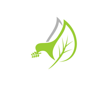 Pigeon with nature leaf wings logo