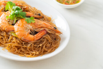 Casseroled or Baked Shrimp with Glass Noodles