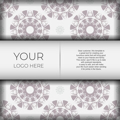 Luxurious Template for print design postcard White color with black patterns. Preparing an invitation with a place for your text and abstract ornament.