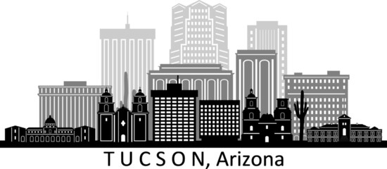 Obraz premium TUCSON Arizona USA City Skyline Vector 