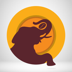 Elephant Coffee Logo. Coffee Bean Logo. Elephant in Circle Sign Emblem