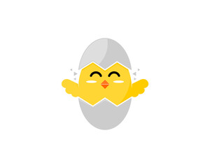 Cute chicks in the egg logo