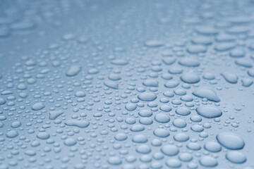 車の塗装にはじかれた水滴　ワックス　雨