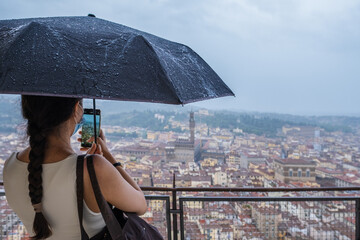 Rainy Morning Day in Florence View from Dome of Cathedral
