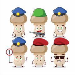 A dedicated Police officer of button mushroom mascot design style