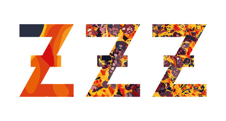 Letter P creative design. Abc letters set. Modern font - vector alphabet. Bright colors yellow, orange, red, black.