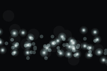 Vector silver glowing light glitter background. Christmas white magic lights background. Star burst with sparkles on black background.