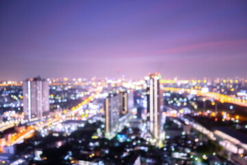Fototapeta na wymiar Blurred Photo, cityscape at twilight time