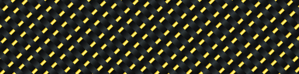 Dark black geometric grid background with Gold. Modern dark abstract vector texture.