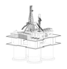 Offshore Oil Rig. Vector rendering of 3d