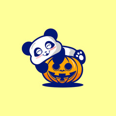 panda hug halloween pumpkin