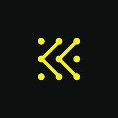 vector letter K concept logo formed from several dots and lines