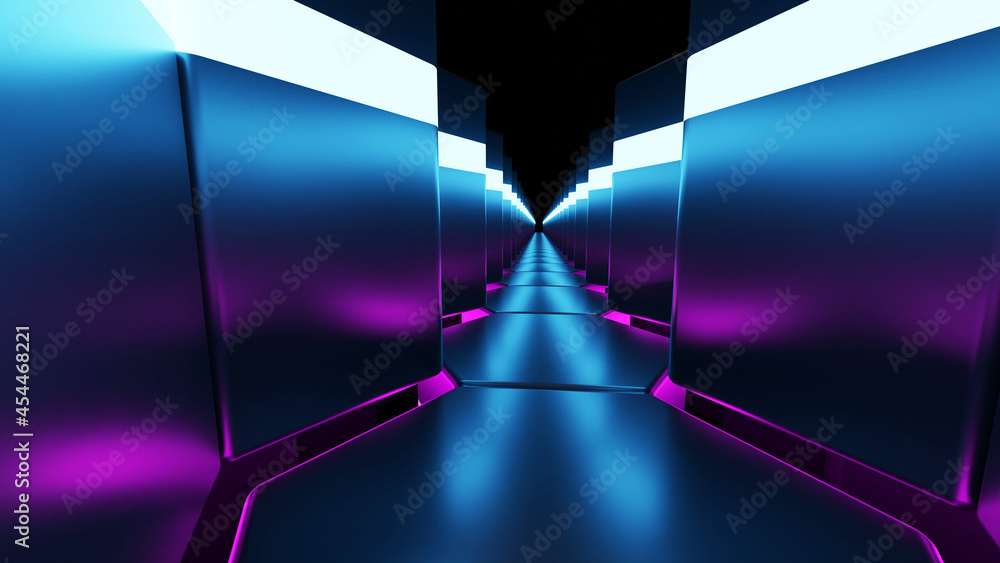 Poster hexagon grid footpath futuristic abstract 3d rendering