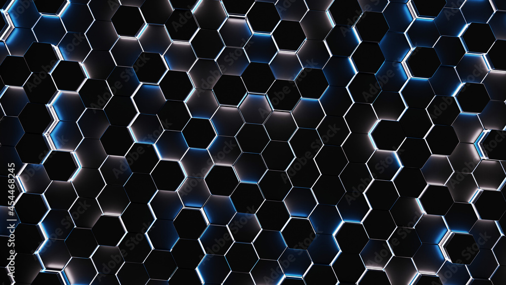 Poster futuristic abstract hexagon grid background 3d