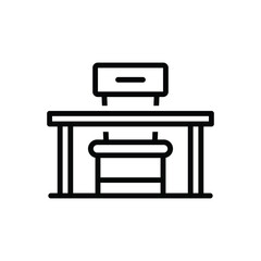 Black line icon for student desk